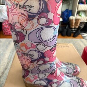 Coach Poppy Pink and Purple Rain Boots